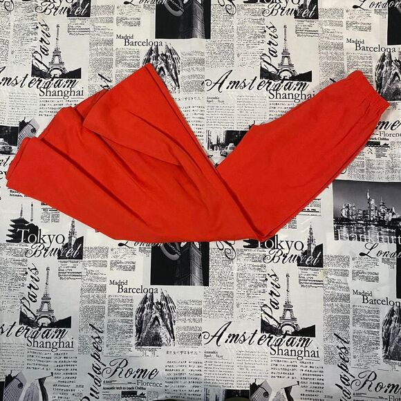Women's burnt Orange red high waisted massive flare pants vintage 70s stretchy